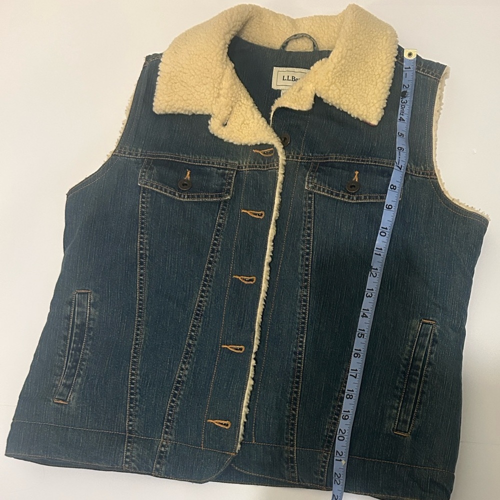 L.L. Bean Blue Denim Vest with Cream Lining - Picture 6 of 7